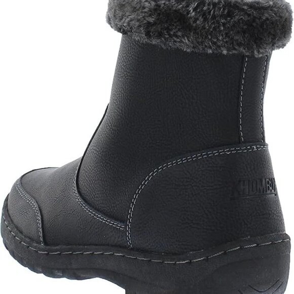 Khombu Women's Addison Ankle Boots Faux Fur Shearling Lining Black Size 6 - Picture 4 of 5